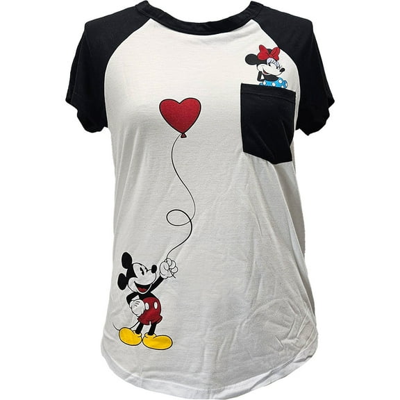 Disney Minnie & Mickey Junior Pocket Fashion Tee, S-XL (Women's)