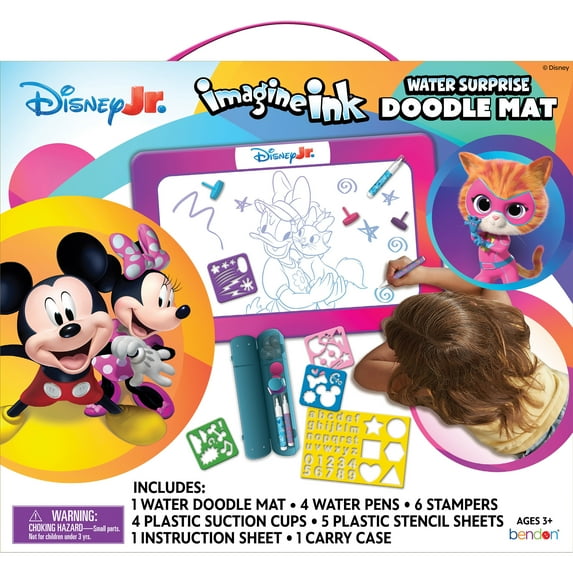 Disney Junior Water Surprise Doodle Mat for Toddlers & Preschoolers – Mess-Free Creative Art Play with Imagine Ink Pens, Stamps, and Stencils, Ages 3+