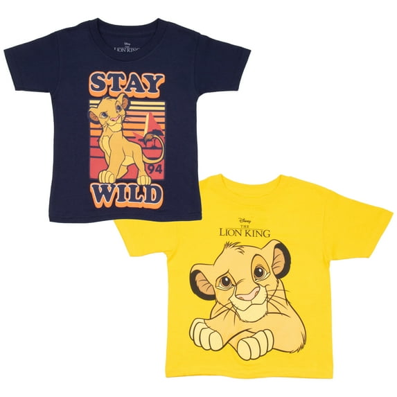 DISNEY Lion King Boys Graphic Tees Short Sleeve T Shirts Simba Graphic Print T Shirt 2 Pack Boys Tees for Kids & Toddlers (Sizes 2T-10)