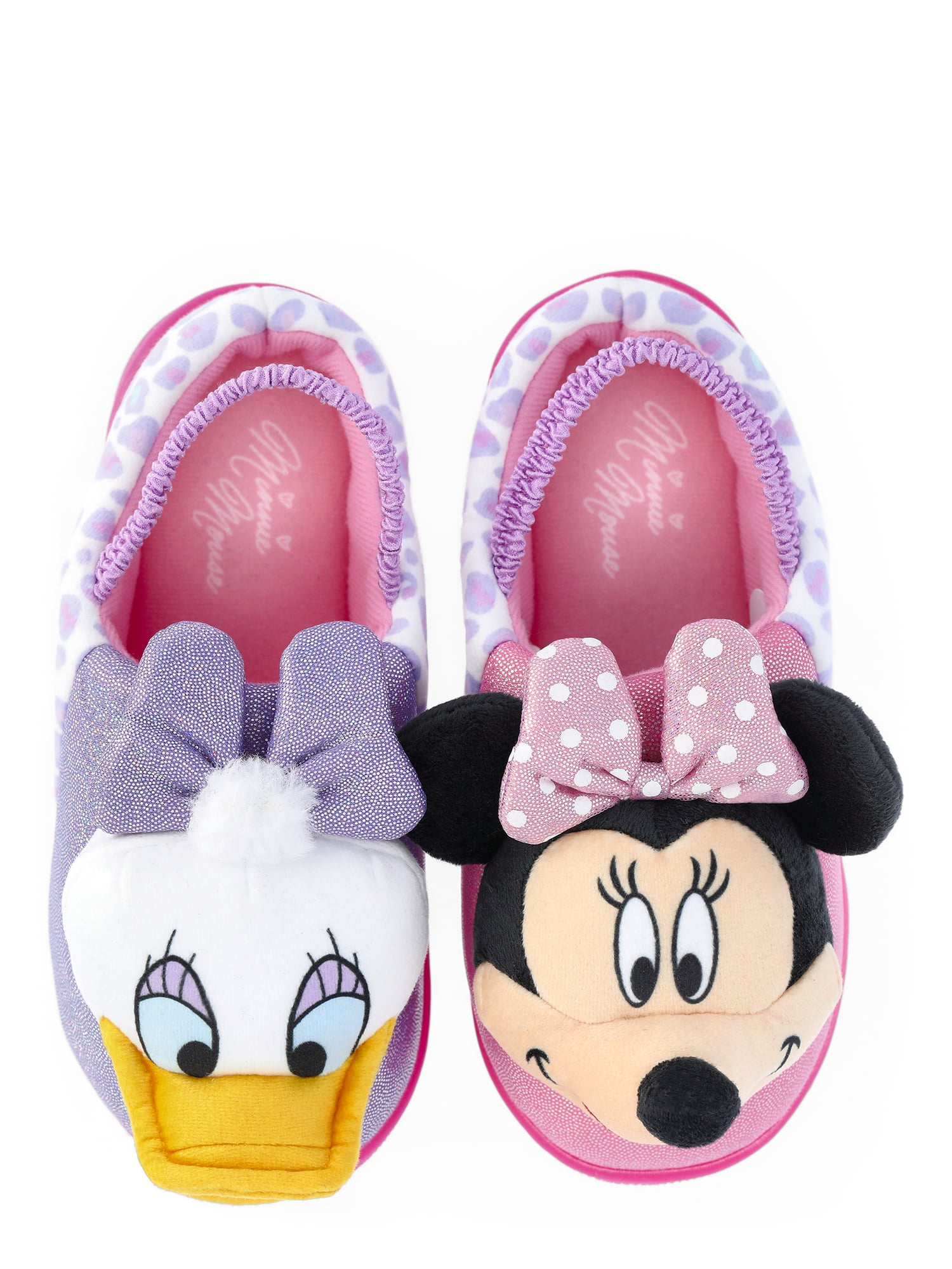Walmart discount codes: Minnie Mouse and Daisy Duck Toddler Girls' 3D Character Slippers with Back Strap