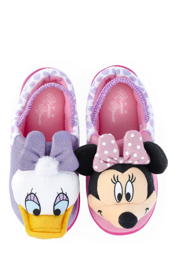 and Daisy Duck Toddler Girls' 3D Character Slippers with Back Strap