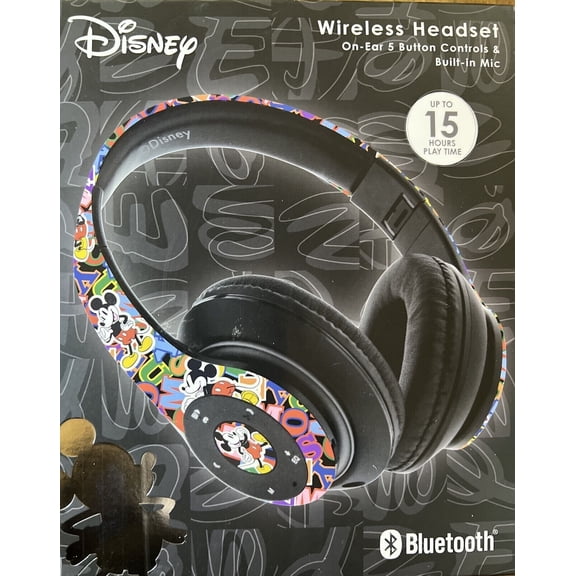 DISNEY Mickey Mouse Wireless Headset Head Phones Bluetooth Noise Canceling