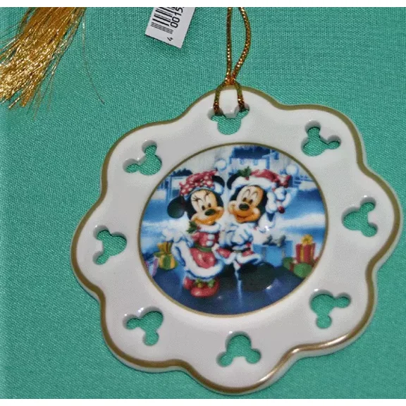 DISNEY PARK SANTA MICKEY MINNIE MOUSE 2009 HAPPY HOLIDAYS CHRISTMAS ORNAMENT