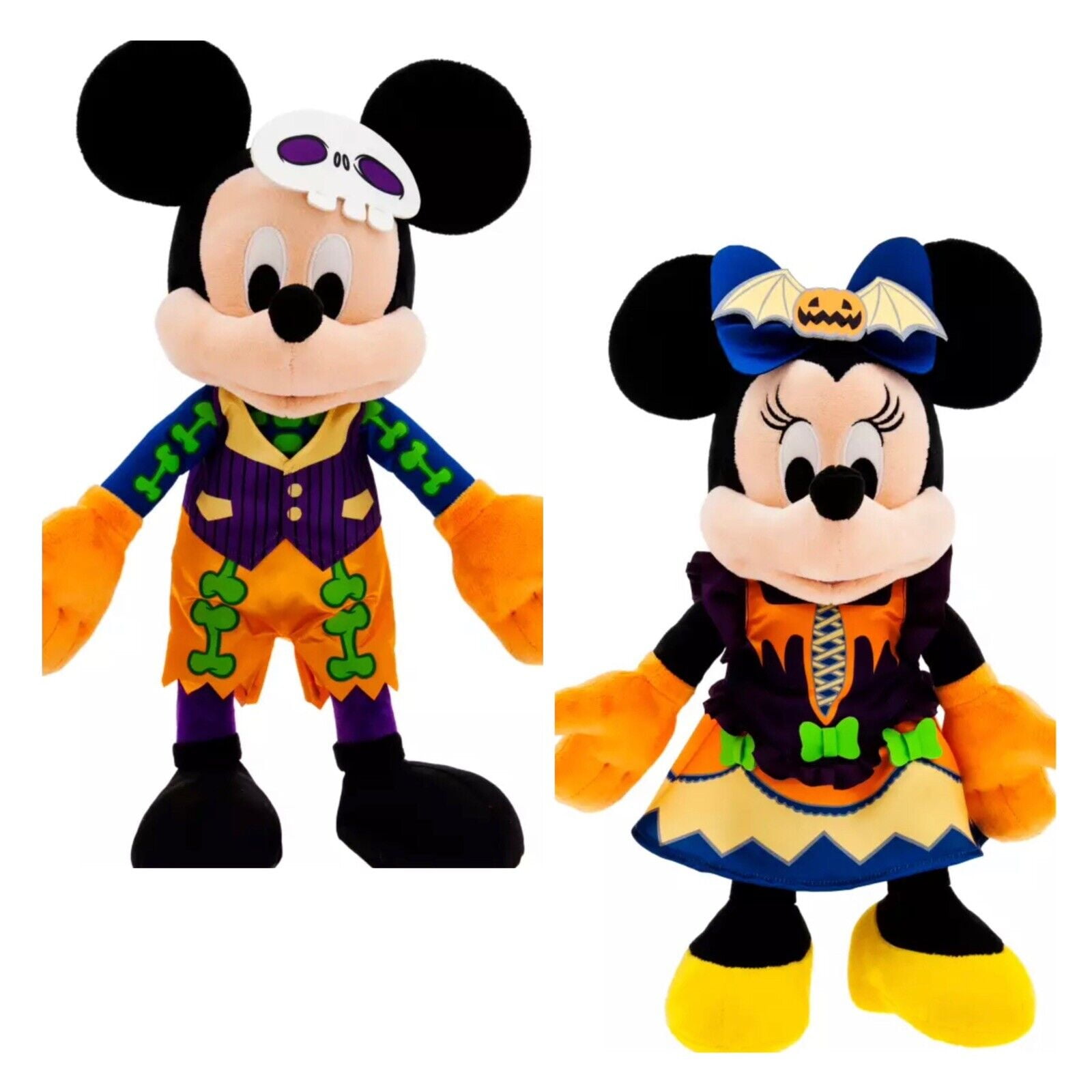 DISNEY PARKS MICKEY AND MINNIE 14 INCH PLUSH HALLOWEEN SET FOR 2023