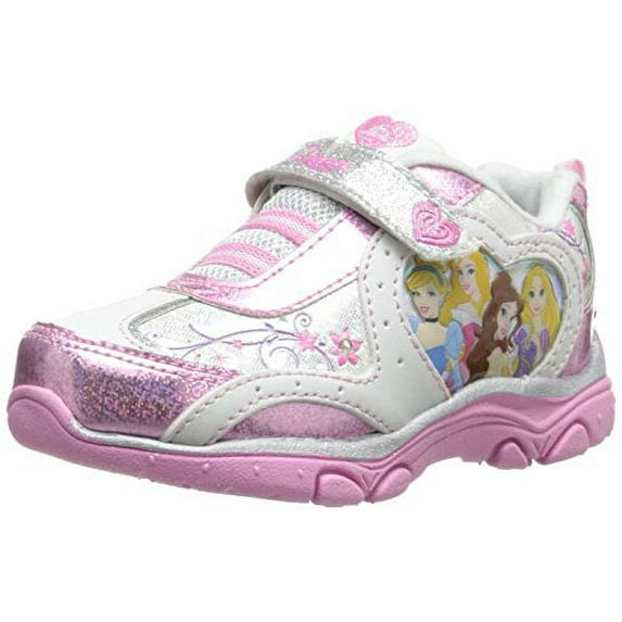 DISNEY Princess Lighted Athletic Running Shoe (Toddler/Little Kid),White/Pink,8 M US Toddler