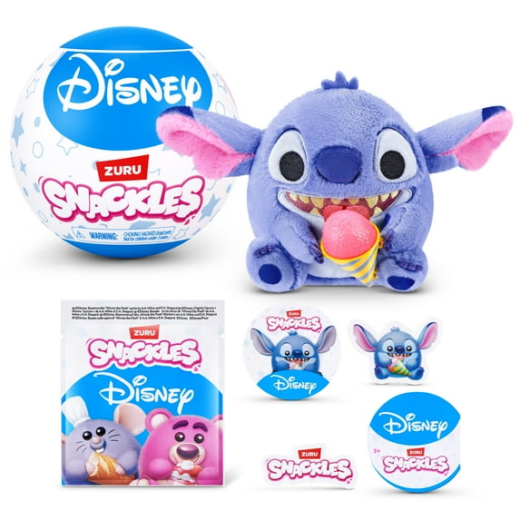 Snackles Disney Mystery Capsule 5 inch (Assorted Characters), Soft Stuffed Plush Toy by ZURU