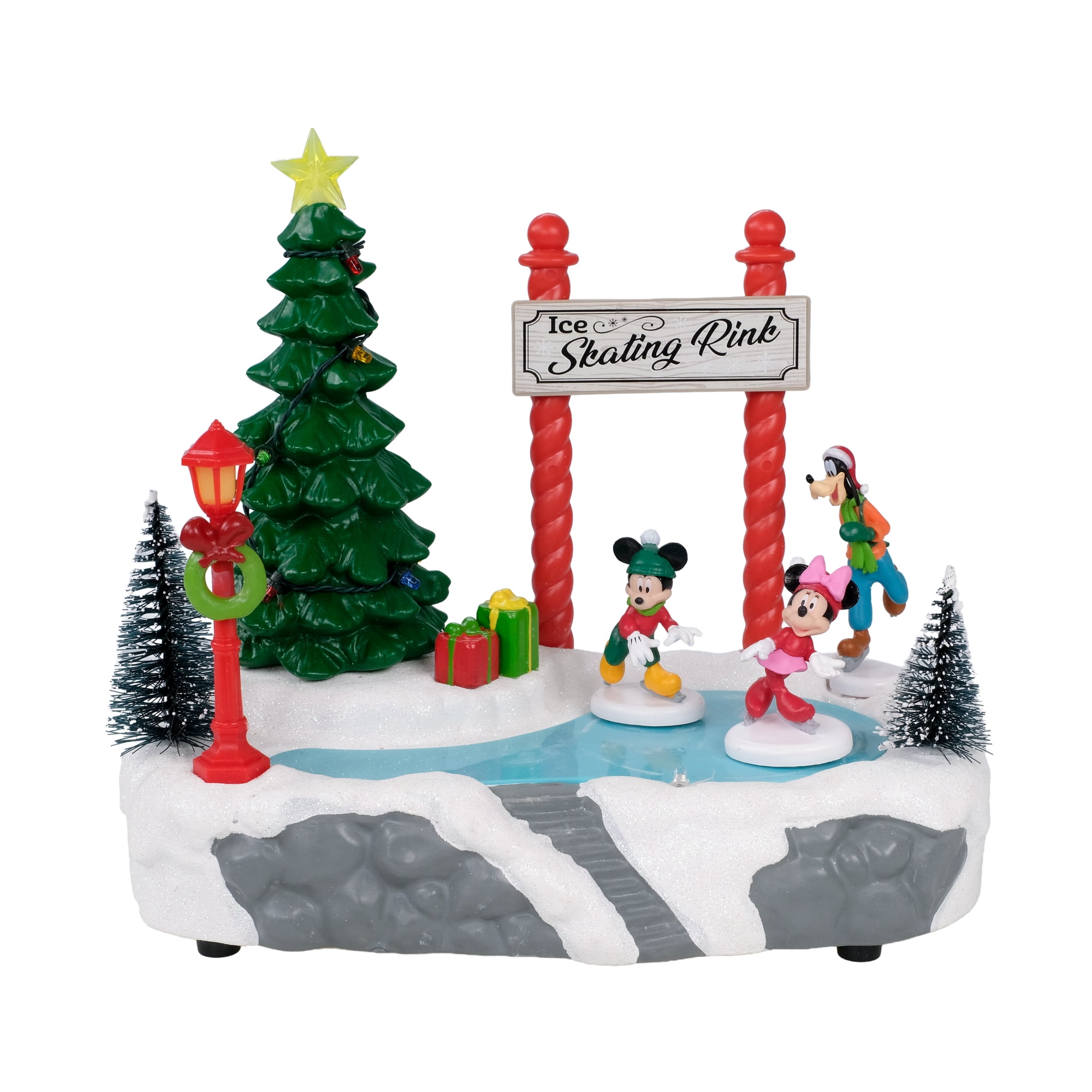 Disney Ice Skating Rink Village Piece featuring Mickey, Minnie & Goofy
