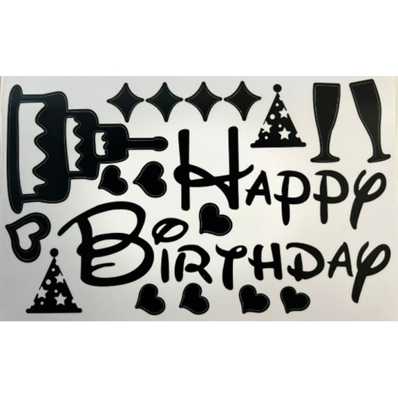 DISNEY STYLE BIRTHDAY Script Sticker - Black