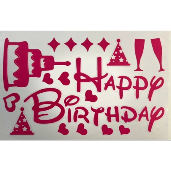 DISNEY STYLE BIRTHDAY Script Sticker - Pink