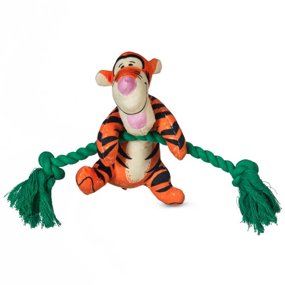 DISNEY WINNIE THE POOH: Tigger on Rope Branch Plush Squeaker Pet Toy-12in