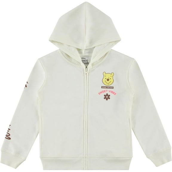 DISNEY Winnie the Pooh Girls Zip-Up Hoodie - Little and Big Girls Sizes 4-16 Ivory