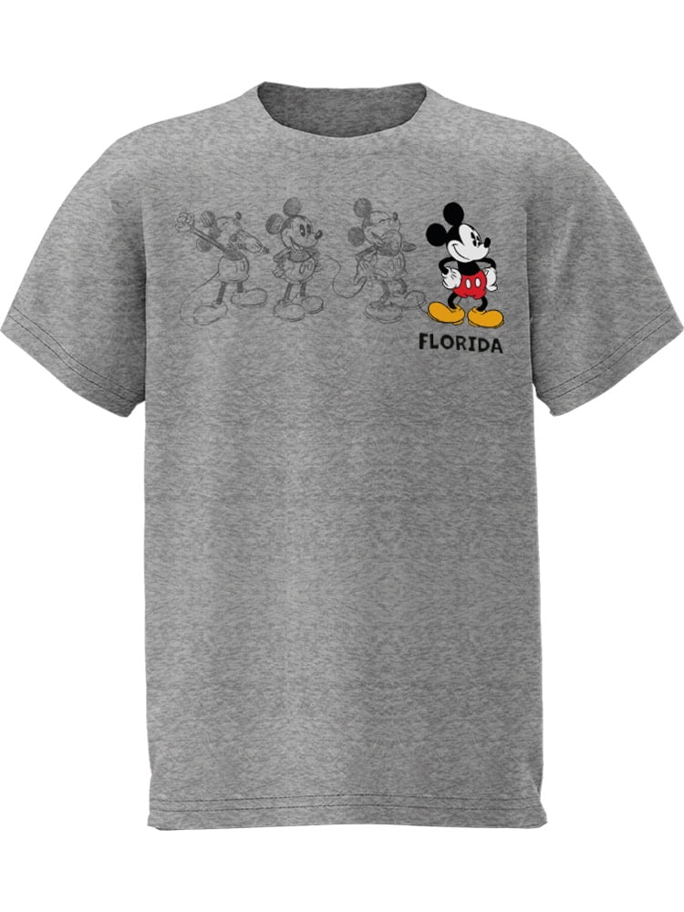 Disney Mickey Youth Gray Tee Shirt, XS-XL (Boy's)
