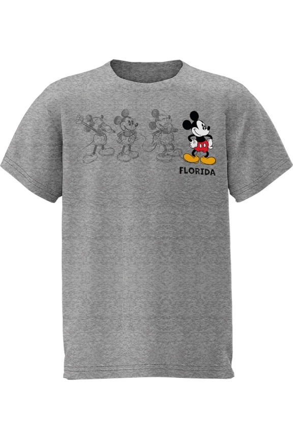 Mickey Youth Gray Tee Shirt, XS-XL (Boy's)
