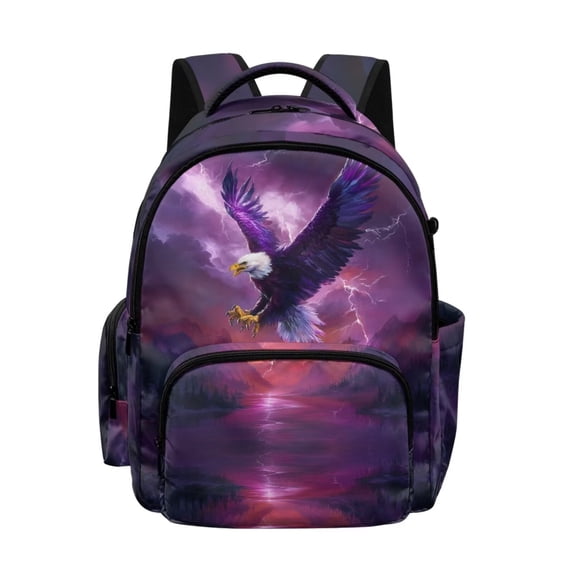DISNIMO 17 Inch Kids Backpack for Boys Girls Eagle Print Lightweight School Bookbag with Laptop Compartment Side Pockets for Students Daily Use