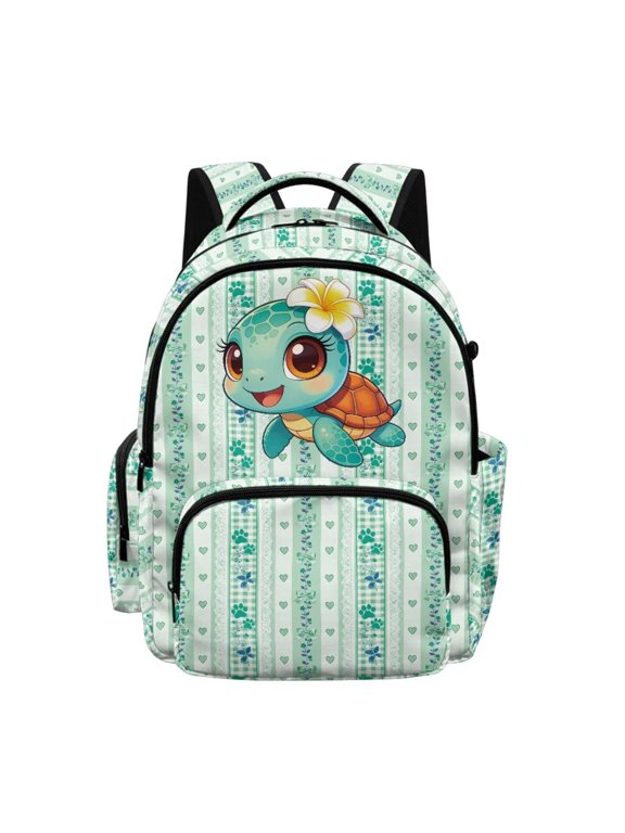 17" School Backpacks for Kids Teen Girls Sea Turtle Paw Print Lightweight Durable Bookbag with Multiple Pockets, Back to School Supplies