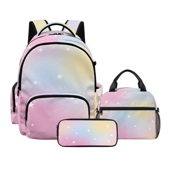 DISNIMO 3 in 1 School Backpack Set, Marble Print 17 Inch Lightweight Backpack and Pencil Case Set for Primary Junior High Students, 17 Inch School Bag with Insulated Lunch Bag Set for Boys Girls