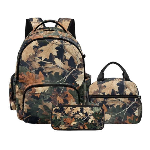 DISNIMO 3 Piece School Backpack Set, Camouflage Hunting Printed Backpack with Lunch Box Set, Boys Bookbag with Pencil Case for Preschool Primary, Back to School Supplies