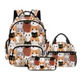 thumbnail image 1 of DISNIMO 3 Piece School Backpack Set for Kids Girls, Cartoon Cat Print School Bag Set with Lunch Box and Pencil Case, 17 Inch Primary Middle Backpack Travel Daypack, 1 of 7