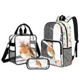 thumbnail image 1 of DISNIMO 3PCS Clear Backpack for Girls, Sparrow Floral Butterfly Printed Heavy Duty Transparent Bookbag See Through PVC School Backpack, 17 Inch Clear Bookbag with Lunch Box and Pencil Case Set, 1 of 5