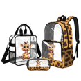 thumbnail image 1 of DISNIMO 3PCS Clear Backpack for Kids Girls, Giraffe Cow Printed Heacy Duty Clear Backpack and Lunch Bag Set, See Through PVC Transparent Bookbag with Pencil Pouch for Student, 1 of 5