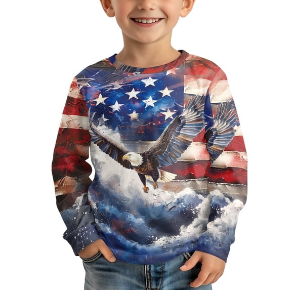 DISNIMO American Flag Eagles Shirt Kids Boys Long Sleeve T-Shirt Size 11-12 Boys Shirts Casual Tops Fall Clothes for Girls Crew Neck T Shirt Kids Boys Tshirts Soft Outfits for Girls Casual Wear