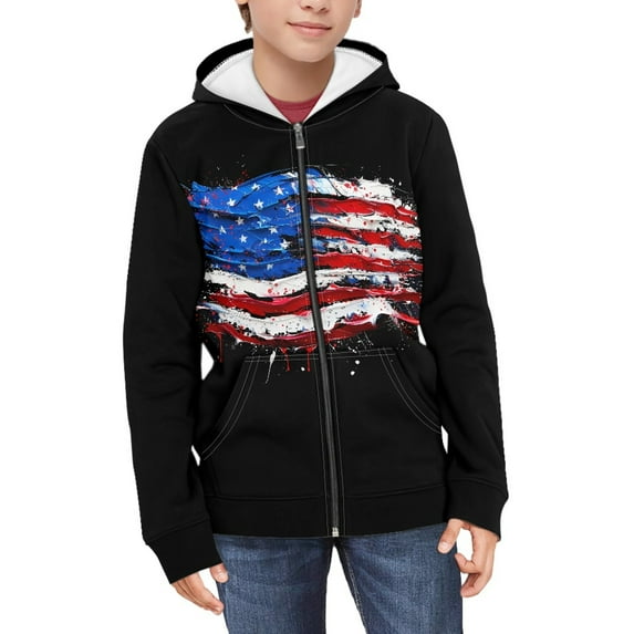 DISNIMO American Flag Hoodie Kids 4 of July Hoodie Girls Hoodies Zip Up Boys Sweatshirt Hoodie Sweatshirt for Girls Full Zip Hoodie Jacket Kids Hoodie Jackets Coat Hoodie Little Kids 6-7 Clothes