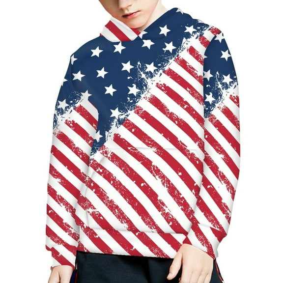 DISNIMO American Flag Hoodies for Boys 8-10 Fourth of July Hoodies Soft Boy Hooded Sweatshirts with Pockets for Girls Long Sleeve Hoodie Boy Fall Clothes Hoodies Kids Sport Wear Hoodies