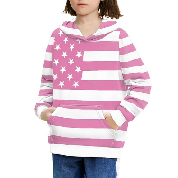 DISNIMO American Flag Hoodies for Girls Pink Hoodie Sweatshirt for Kids Hooded Sweatshirts Boys 11-13 Pullover Hoodie Teen Girl Streetwear Hoodie Long Sleeve Independence Day Clothes for Kids