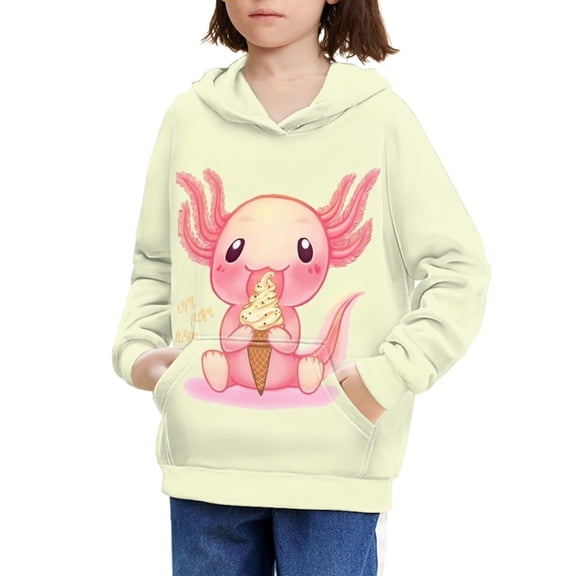 DISNIMO Axolotl Girl Hoodie Size 8-10 Ice Cream Hoodies Boys Girls Pullover Sweatshirts Sweater Kids Cool Hoodie Clothes Streetwear Hoodie Kids Sweatshirt with Hood Hoodie Fall Casual