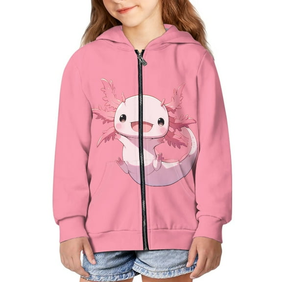 DISNIMO Axolotl Hoodie Girls 8-10 Hoodies Jacket for Girls Hooded Sweatshirt with Zipper Sweatshirts for Boys Hooded Jackets Children Zip Up Hoodies for Kids Cute Clothes Fall Girls Clothing