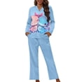 thumbnail image 1 of DISNIMO Axolotl Print Womens Two Piece Pajama Sets Long Sleeve Sleepwear with Matching Long Pants Casual Loose Lounge Set with Pocket Button Down Loungewear Nightwear, XS, 1 of 7