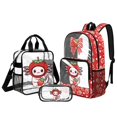 thumbnail image 1 of DISNIMO Axolotl Strawberry Print See Through Backpack Set 3Pcs for School, Stadium Approved Clear Bookbag 17" with Lunch Bag & Pencil Case, Fast Security Check, 1 of 5