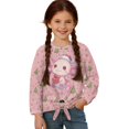 thumbnail image 1 of DISNIMO Axolotl Tree Print Girls Long Sleeve Shirts Kids Lace Up Tee Soft Pullover Tops Crew Neck Loose T Shirts Tunic Blouses, 1 of 8