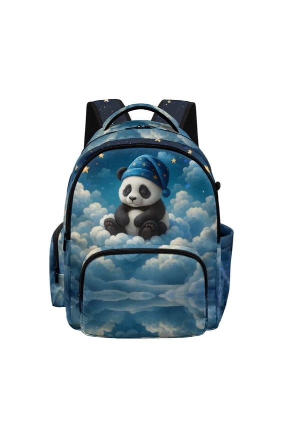 Backpack for Girls Cartoon Panda Print 17 Inch School Bags for Kindergarten Elementary Students Lightweight Bookbag with 1 Main Compartment and Front Pocket, Back to School Supplies