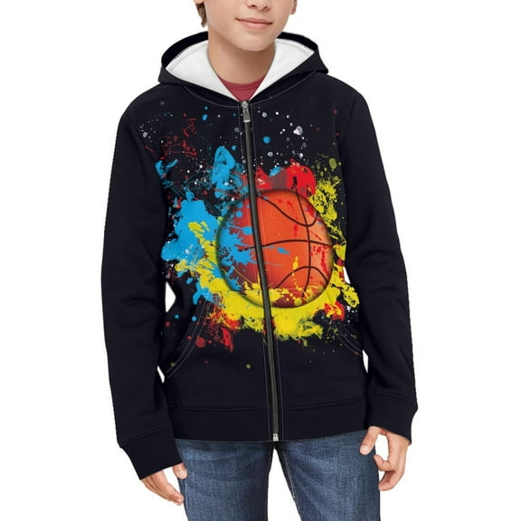 DISNIMO Basketball Hoodie Kids Black Hoodies for Girls 8-10 Cute Hoodie for Girls Graphic Sweatshirts with Hoodies Sweatshirt Boys Zip Up Hoodies Girls Jacket Children Jackets Boys Clothing Casual