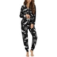 thumbnail image 1 of DISNIMO Bat Spider Web Printed Women 2 Piece Pajama Set Button Down Long Sleeve Sleepwear and Wide Leg Pants with Pocket Fashion V Neck Halloween Ladies Lounge Sets, 1 of 6