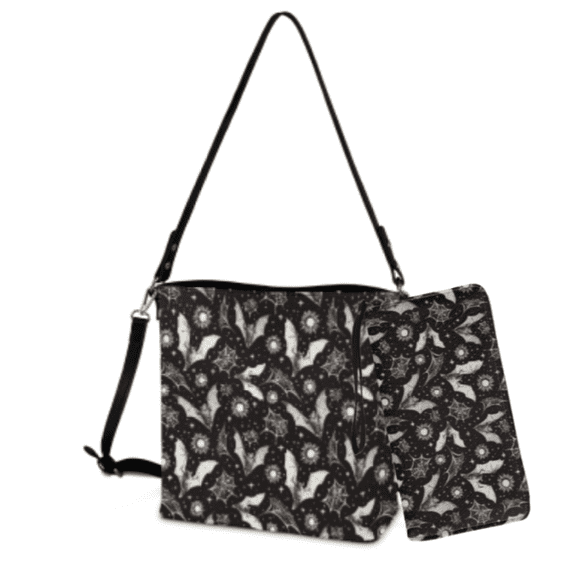 DISNIMO Bat Web Night Purses and Handbag for Women, PU Leather Women Leather Wallet with Tote Bag, Removable Strap Lightweight Crossbody Bag Purse for Women