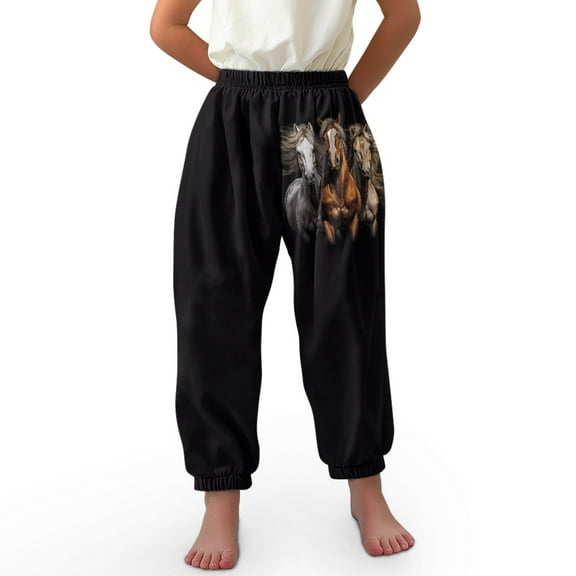 DISNIMO Black Horse Bloomer Harem Pants for Boys Bloomer Trousers for Kids Boys Harem Pants for Boys Harem Bloomers Soft Beach Pants 3-7 Boys Casual Jogger Pants Elastic Waist Pants Loose Fit