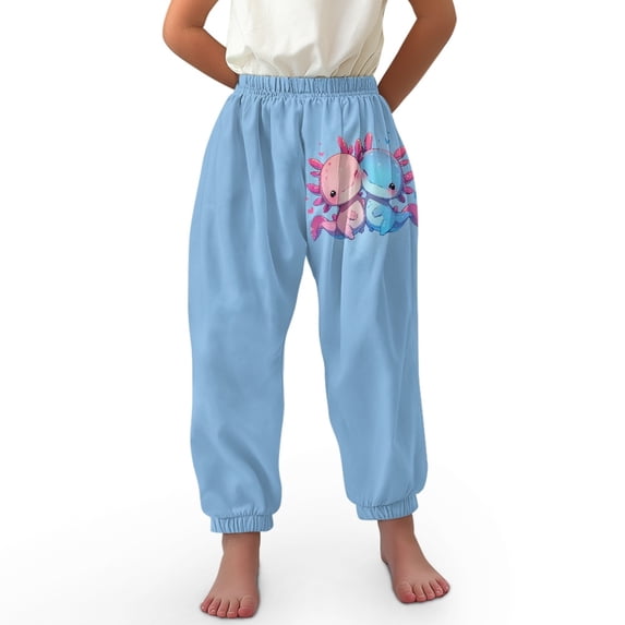 DISNIMO Blue Axolotl Harem Pants Kids Bloomer Harem Pants for Boys Harem Bloomers Size 3-7 Bloomer Trousers for Kids Harem Bloomers Long Beach Pants Boys Jogger Pants Casual Fall Soft Pants Kids