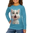 thumbnail image 1 of DISNIMO Blue Cat Shirt for Girls Long Sleeve Shirts Size 11-12 Sports Tshirts for Kids Boys T Shirts Soft Tops for Girls Cute Cute Crewneck Shirts Girls Fancy Clothes for Kids Fall Clothing Girls, 1 of 7