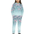 thumbnail image 1 of DISNIMO Blue Cherry Blossom Hoodie Kids Girls Hoodies Set Size 6-7 Girls 2 Piece Set Outfit for Girls Hooded Sweatshirt with Front Pocket Hoodie for Kids Drop Shoulder Hoodie Graphic Clothing Set, 1 of 7