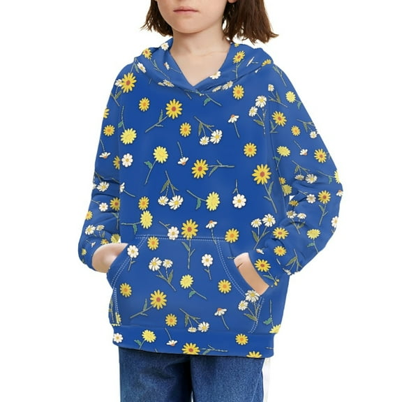DISNIMO Blue Daisy Hoodie Girls 8-10 Pullover Hoodies for Girls and Boys Matching Sweatshirts with Hoodies for Children Girls Cute Hoodie with Pockets Boys Sweatshirt Fall Clothing