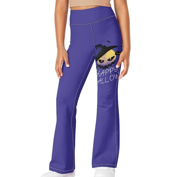 DISNIMO Blue Halloween Girls Pants Yoga Size 12 Summer Fall Winter Solid Long Flared Leggings for Kids Bell-bottomed Pants Kids Bell Bottoms with 2 Pockets High Waist