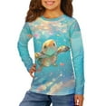 thumbnail image 1 of DISNIMO Blue Sea Turtle tshirt for kids girls long sleeve shirt size 3-4 shirts girls crew neck t shirt for girls long sleeve tops for girls loose fit t shirts for birthday tee shirts, 1 of 7
