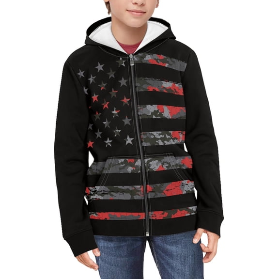 DISNIMO Boys American Flag Hoodies for Kids Zipper Hoodie Girls Zip Up Hoodie Size 6-7 Boys Hoodies Sweatshirts Children Hooded Jackets Girls Hooded Sweatshirt Independence Day Clothing