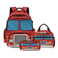 thumbnail image 1 of DISNIMO Boys Backpack, Fire Engine Printed 3Pcs 17 Inch Preschool Bookbags with Lunch Box Set, Kindergarten Toddler School Backpack with Pencil Case, Back to School Gift, 1 of 7