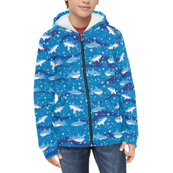 DISNIMO Boys Shark Hoodie Zip Up Kids Sea Hoodie Boys 14-16 Hoodies Sweatshirt Boys Zipper Sweatshirts Sports Hoodie Youth Girls Hoodie Jacket Teens Jackets Child Fall Outfit Boy Clothes Cool Blue