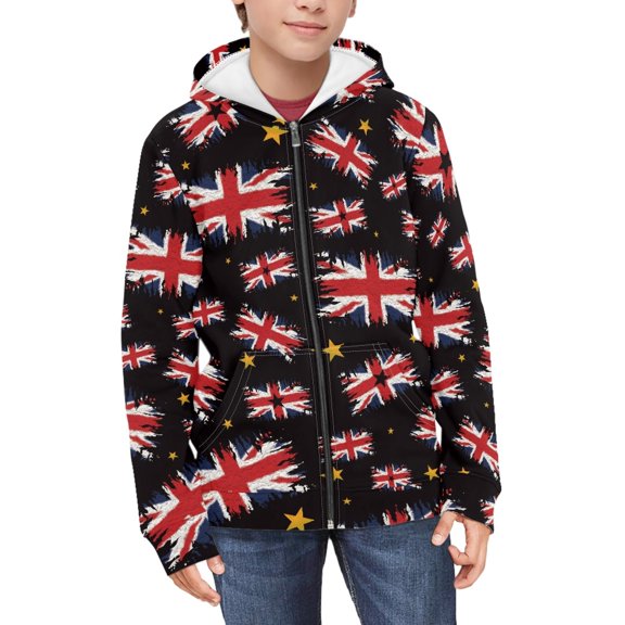 DISNIMO British Flag Hoodie Boys 14-16 Hoodie Zip Up for Kids Zipper Sweatshirt Boys Hoodie Sweatshirts for Teen Girls Hoodie Coat Boys Hoodies Jackets Childrens Jacket Boy Fall Clothes Polyester