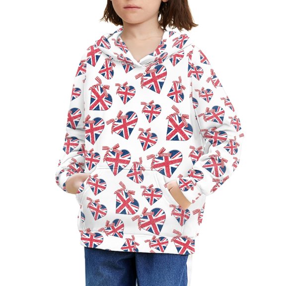 DISNIMO British Flag Hoodie Girls Heart Hoodies for Kids 6-7 Matching Hoodies Boy and Girl Pullover Hoodie Boys Hooded Sweatshirts with Hoodies Sweatshirt for Children School Clothes