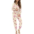 thumbnail image 1 of DISNIMO Butterfly Cherry Printed Womens Long Pajama Sets Long Sleeve Sleepwear Nightwear Pjs with Long Pants Casual V Neck Ladies Lounge Sets, 1 of 7